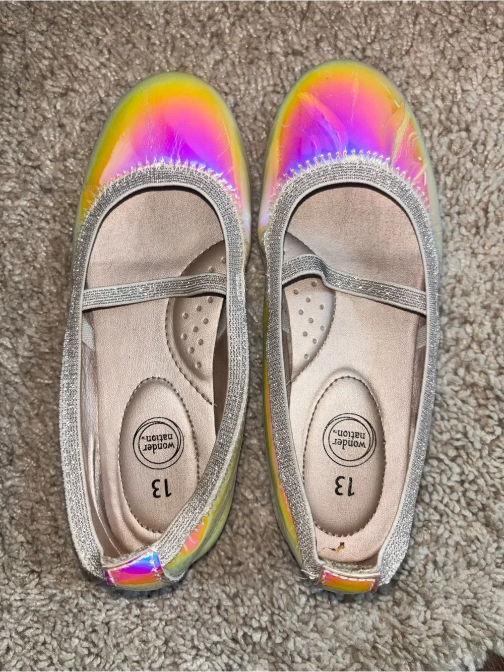 wonder nation Iridescent Rainbow Ballet Flats - Pink/Yellow